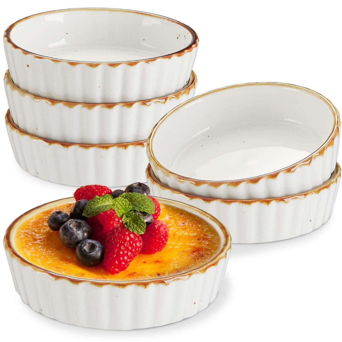 ONEMORE 4oz ramekins oven-safe for creme brulee and desserts.