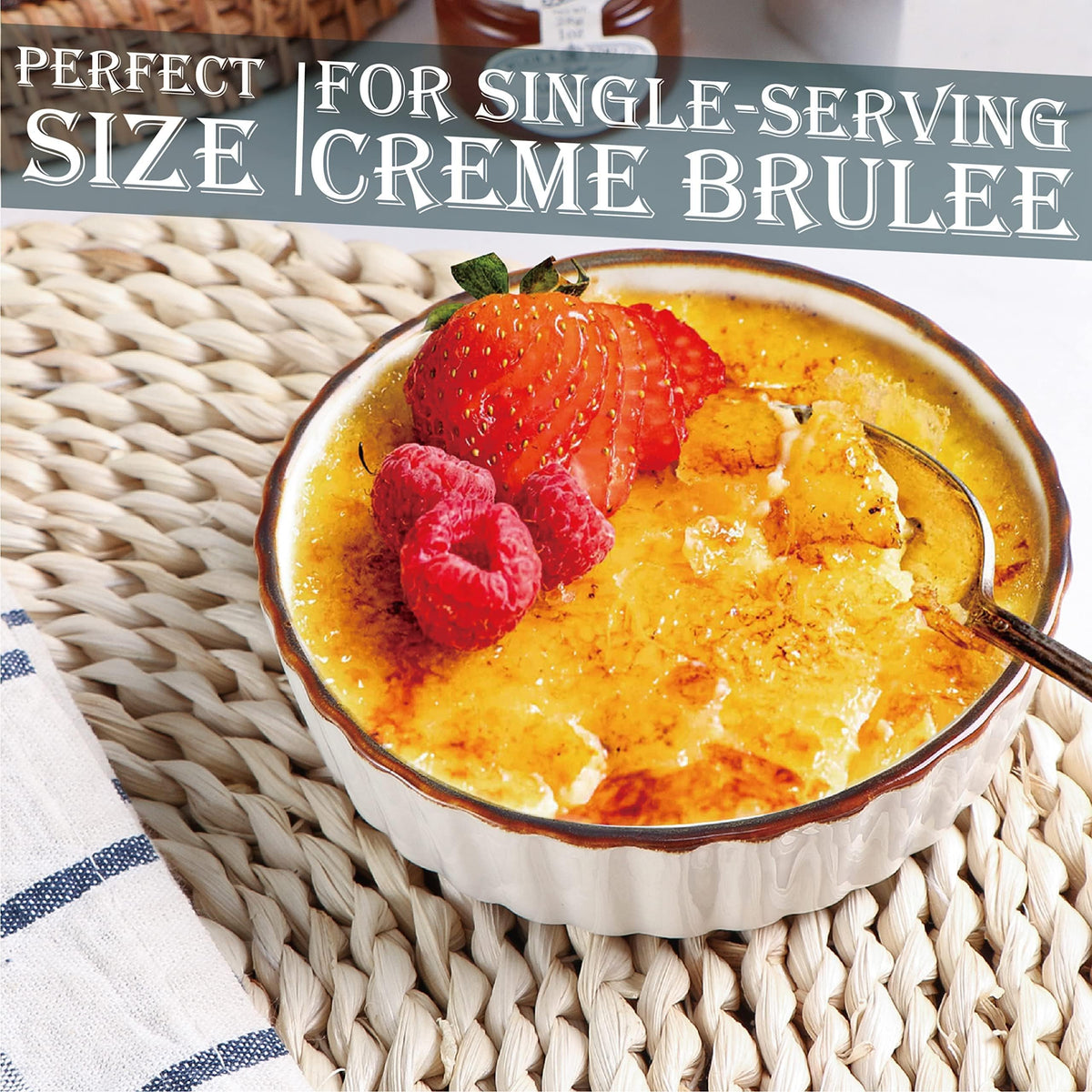 ONEMORE 4oz ramekins with speckled finish for elegant serving.