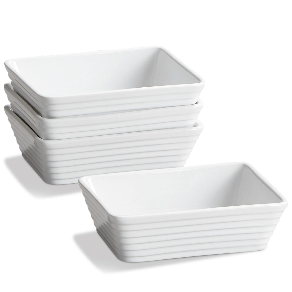 ONEMORE small rectangle ceramic baking dish in white, ideal for individual portions.