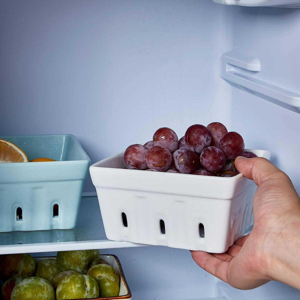 ONEMORE white berry baskets bring clean, modern appeal to any kitchen.