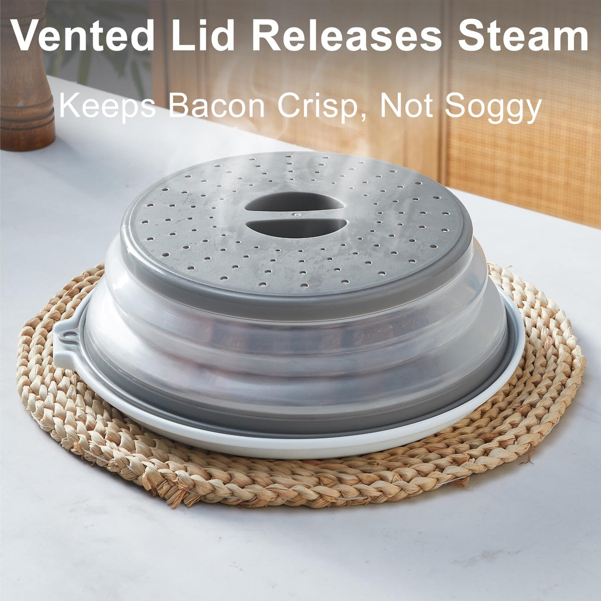 ONEMORE white ceramic bacon dish looks stylish on any kitchen counter