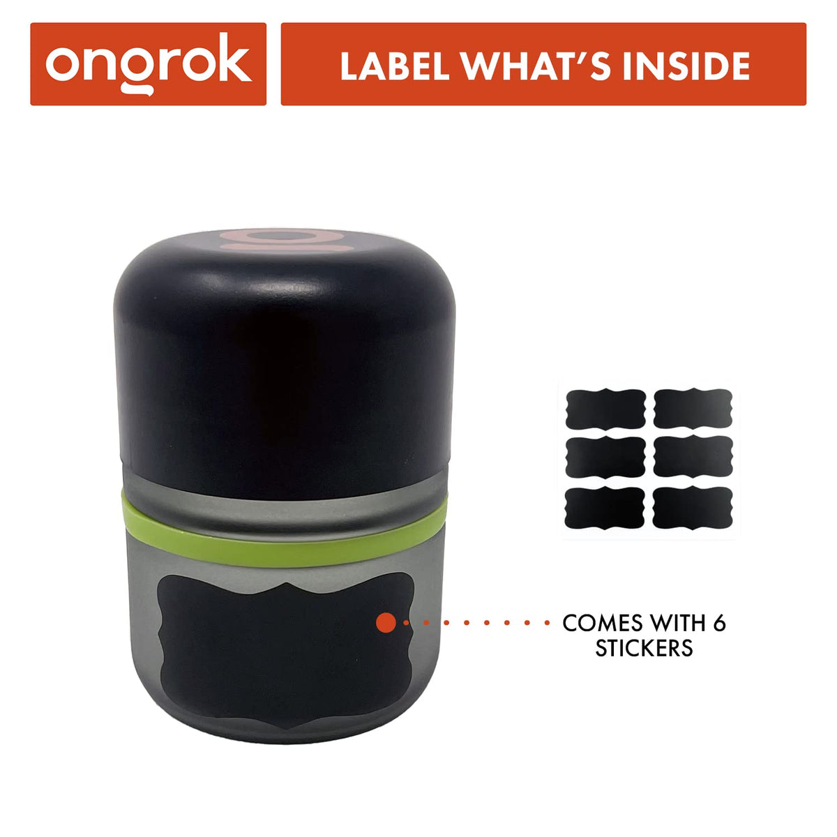 ONGROK jar with green ring for easy spice categorization