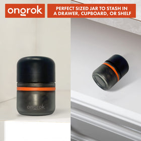 Closeup of child resistant lid on ONGROK jar