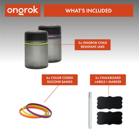 ONGROK jar highlighting color coded rings for easy organization