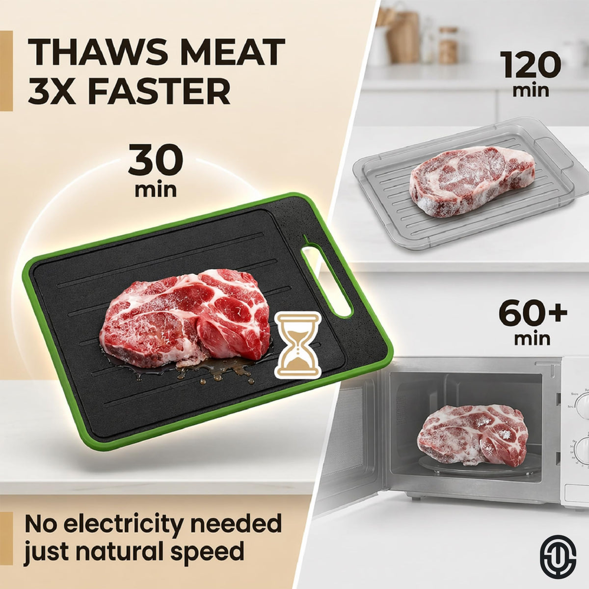 ONIXCORE defrosting tray with built-in knife refiner for prep