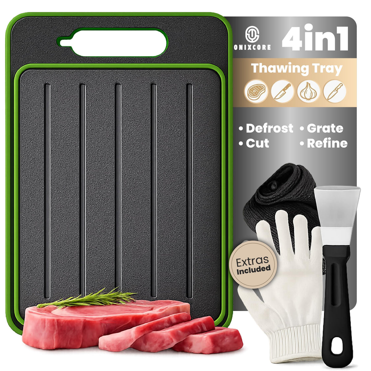 ONIXCORE defrosting tray is dishwasher safe for easy cleanup