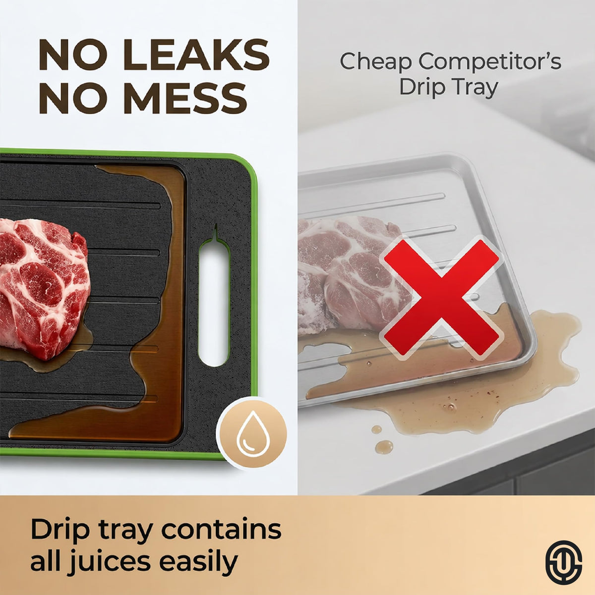 ONIXCORE defrosting tray garlic grater integrated on surface
