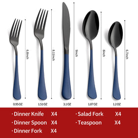 Onlycooker sapphire blue handle flatware highlights stylish grip and comfortable dining experience.