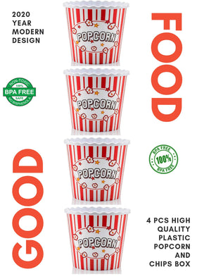 ONONEXPRESS popcorn bowls in red and white ready for snacks and movie marathons