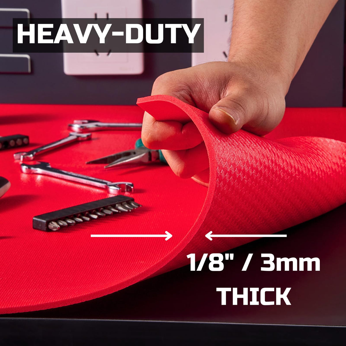 Onreva tool box liner drawer anti-slip mat red keeps gear organized.