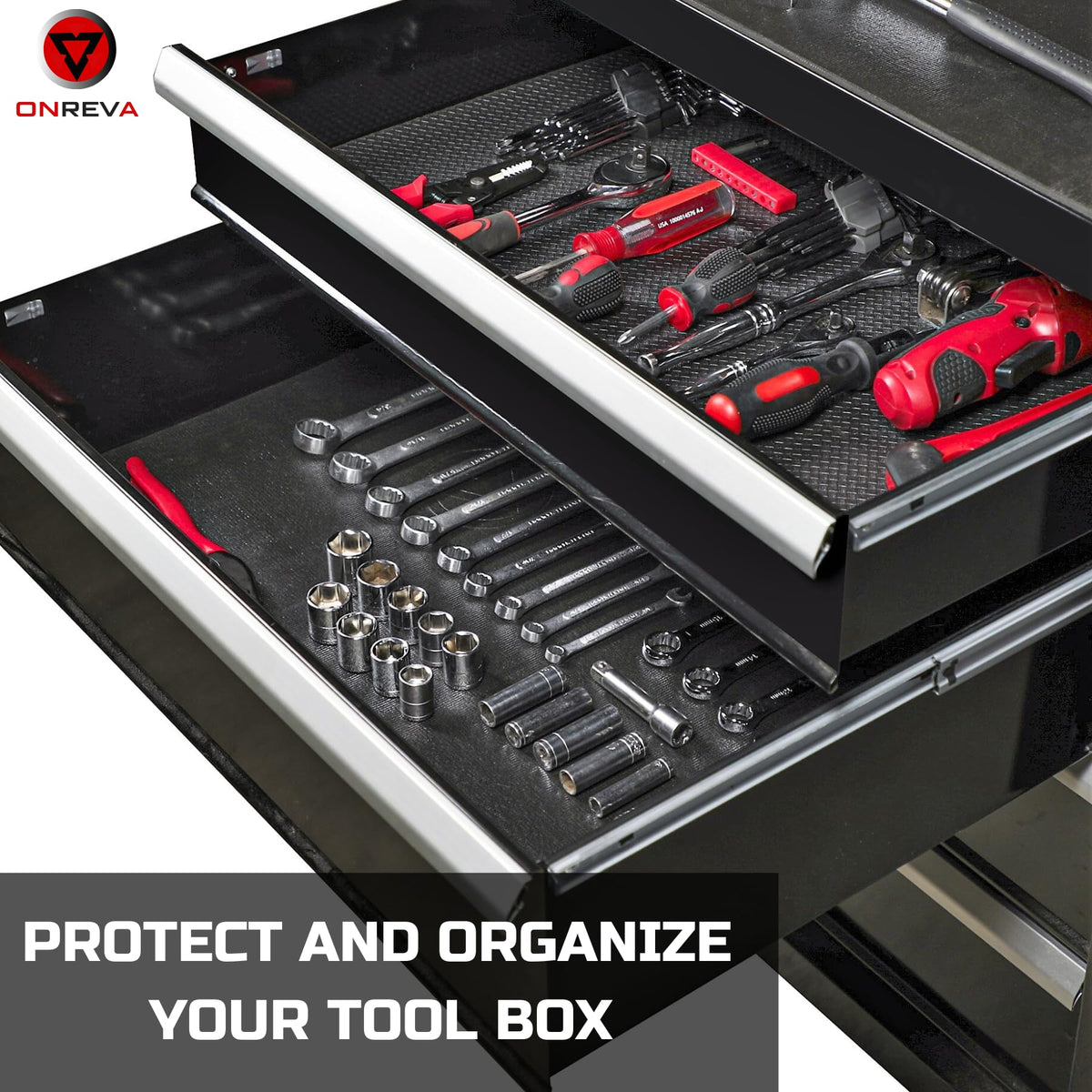 ONREVA tool box liner drawer protection highlights anti-slip surface keeping tools organized