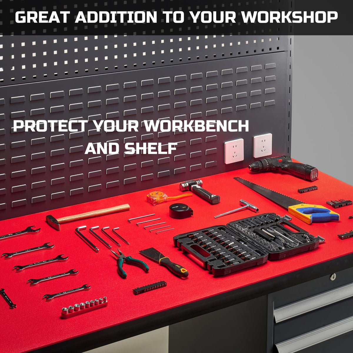 Onreva tool box liner in rolling chest setup red stabilizes tools.