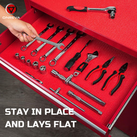 Onreva tool box liner provides surface protection red from spills.