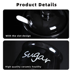 ONTUBE ceramic sugar bowl with spoon, compact for kitchen storage.
