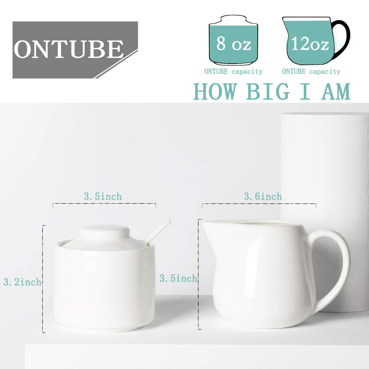 ONTUBE porcelain cream pitcher 12oz for easy pouring with hot beverages.