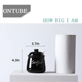 ONTUBE 12oz black sugar bowl, dishwasher-safe ceramic.