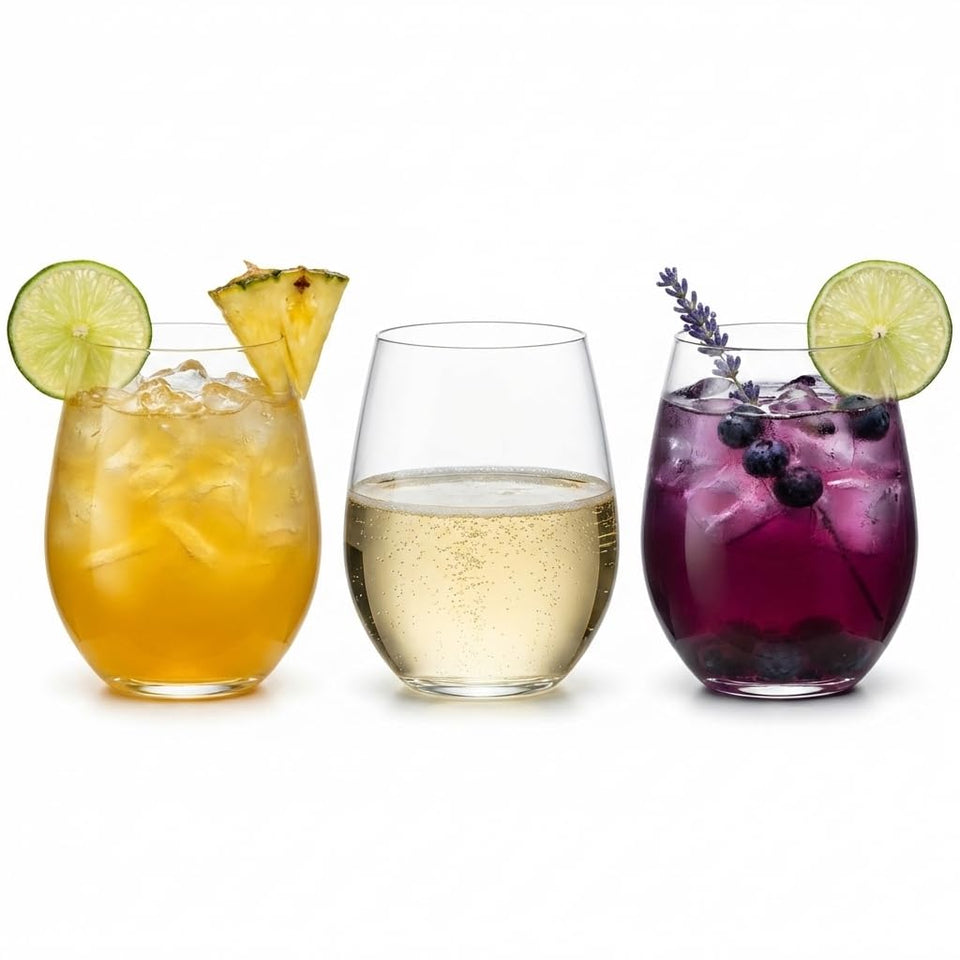 Oojami 36-pack stemless 10oz wine glasses for elegant presentations
