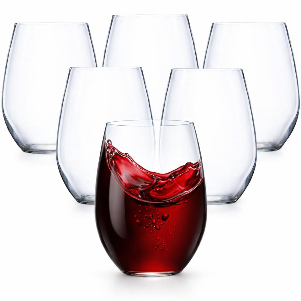 Oojami 40-pack stemless wine glasses with crystal clarity for elegant party service
