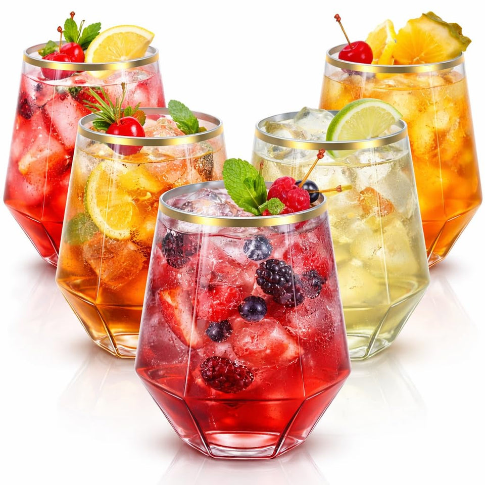 Oojami Diamond Gold Rim Cups 12oz with shimmering rim for elegant gatherings.