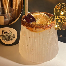 Oojami ribbed texture glass; secure grip keeps drinks steady during events.