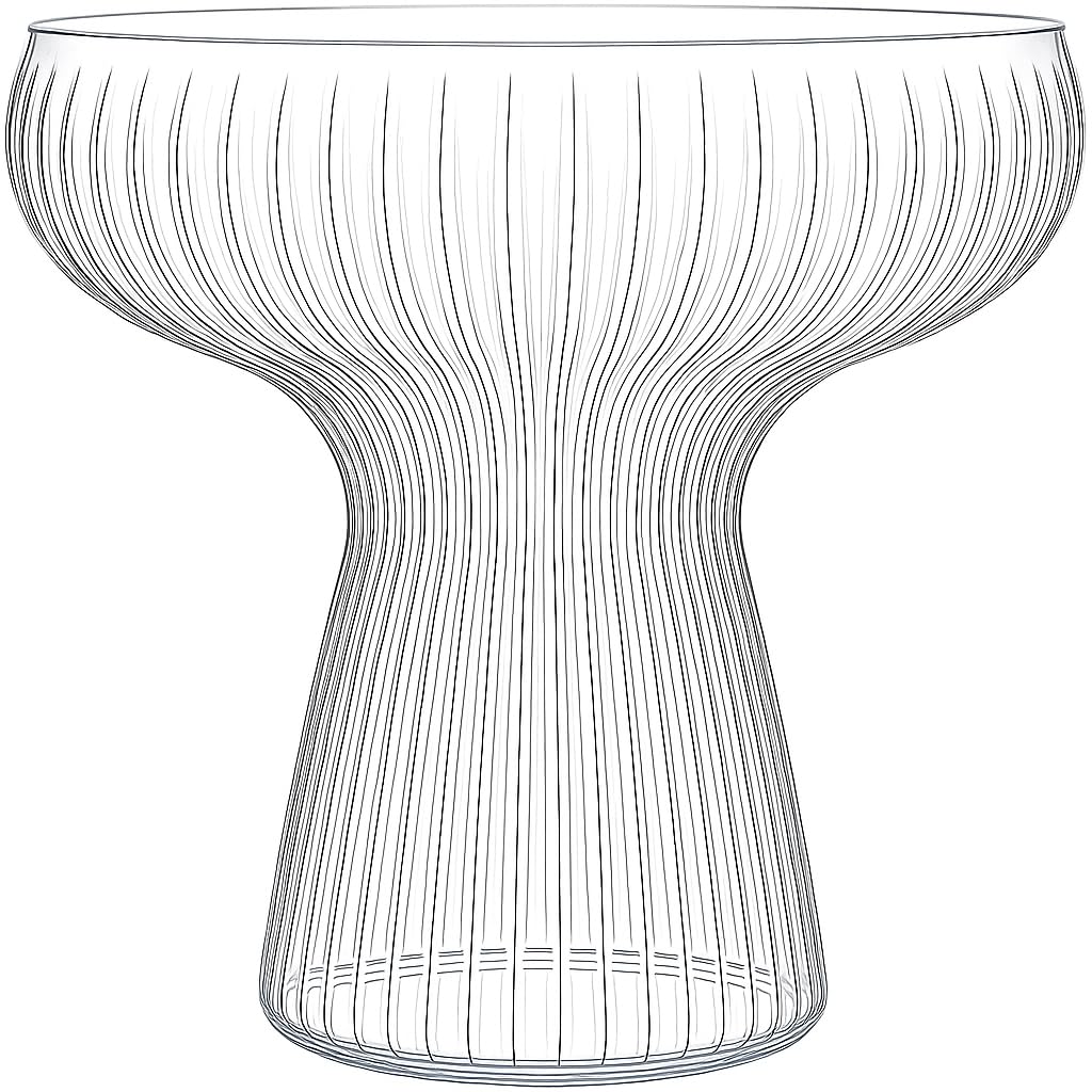 Oojami Lunara 11 oz clear margarita glass with ribbed design for premium party presentation.