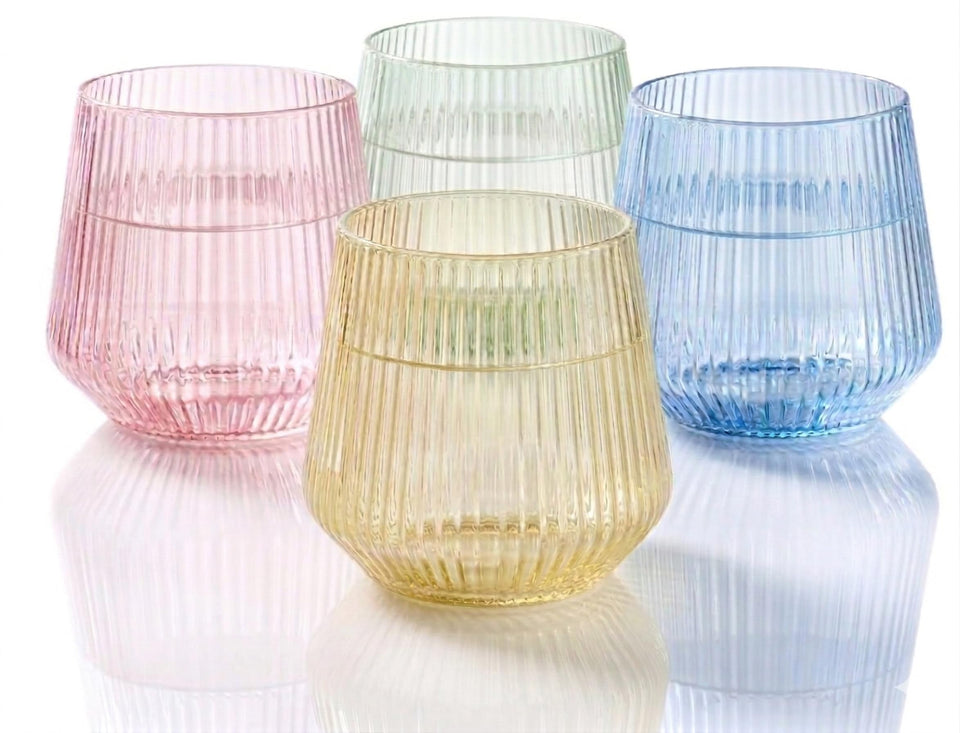 Oojami Ripple Origami glass, side view, shatterproof and elegant for any gathering.