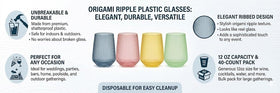 Oojami Ripple Origami glass wedding table, elegant spill-safe design.