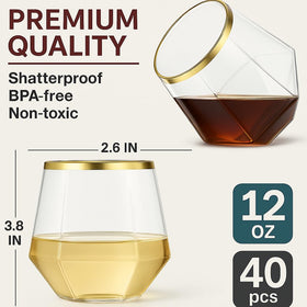 Oojami Shatterproof Heavy-Duty Cups for indoor and outdoor events.