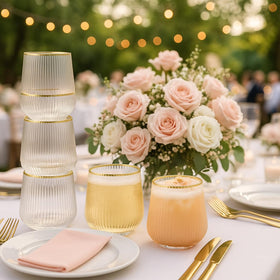 Oojami weddings and events glass set; premium look for upscale occasions.