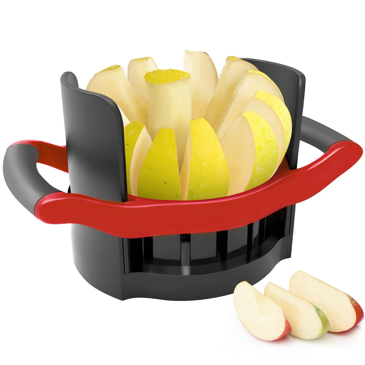 OOKUU 5.12-inch apple slicer with large frame delivering even slices.