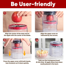 OOKUU large 5.12-inch slicer fits small to large apples, enabling even slices.