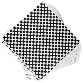 Oomcu checkered deli paper sheets with black-white pattern, perfect for wrapping sandwiches.