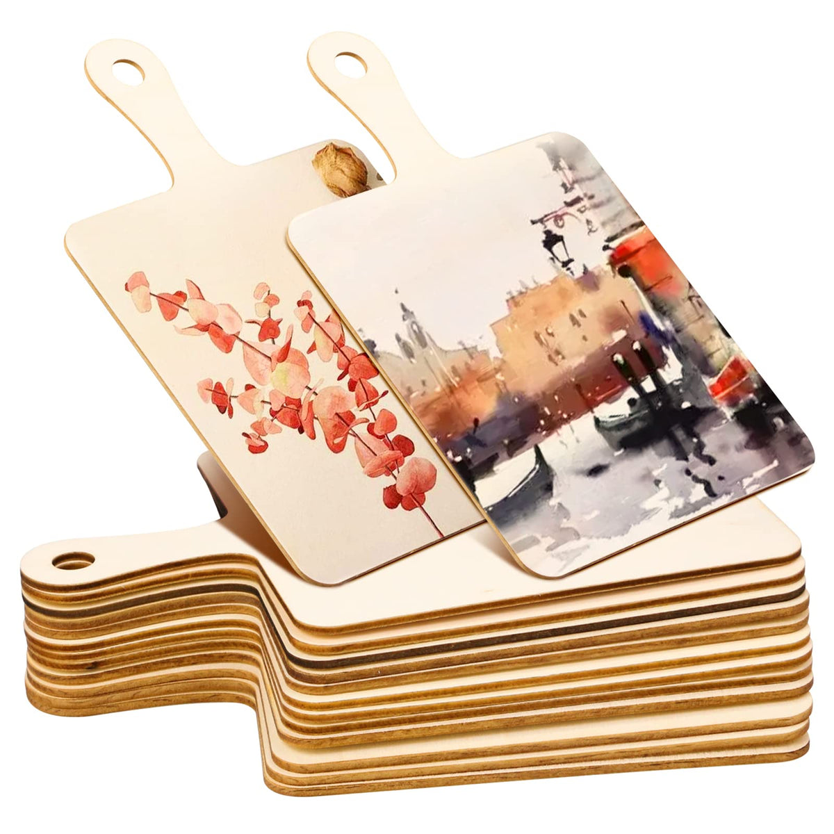 Oomcu mini cutting board with handle, smooth unfinished surface for painting or pyrography