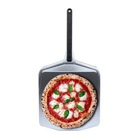 Ooni 14-inch metal pizza peel with long handle for safe oven transfer