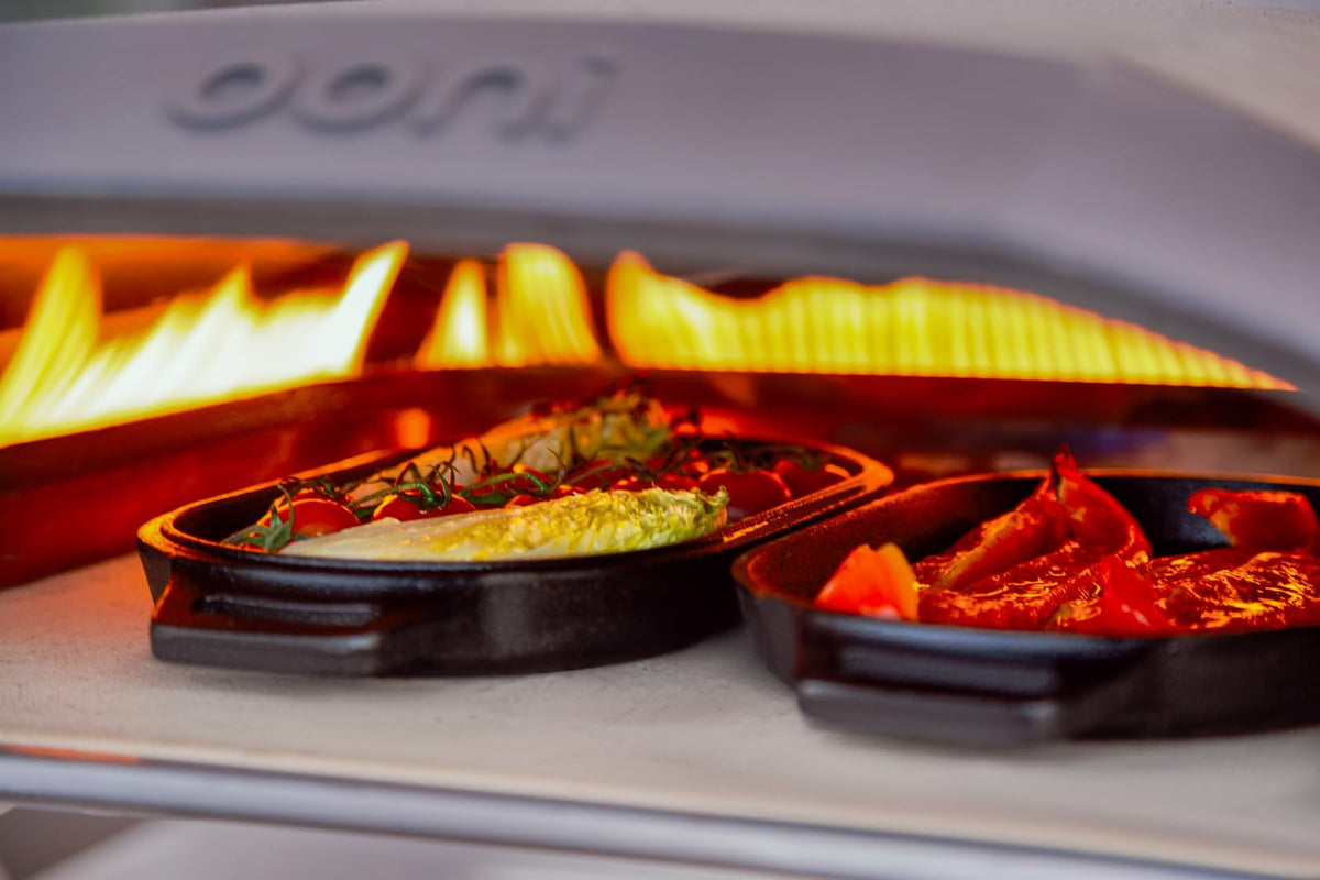 Ooni Grizzler Pan 12x6 size ideal for searing and pan-frying.