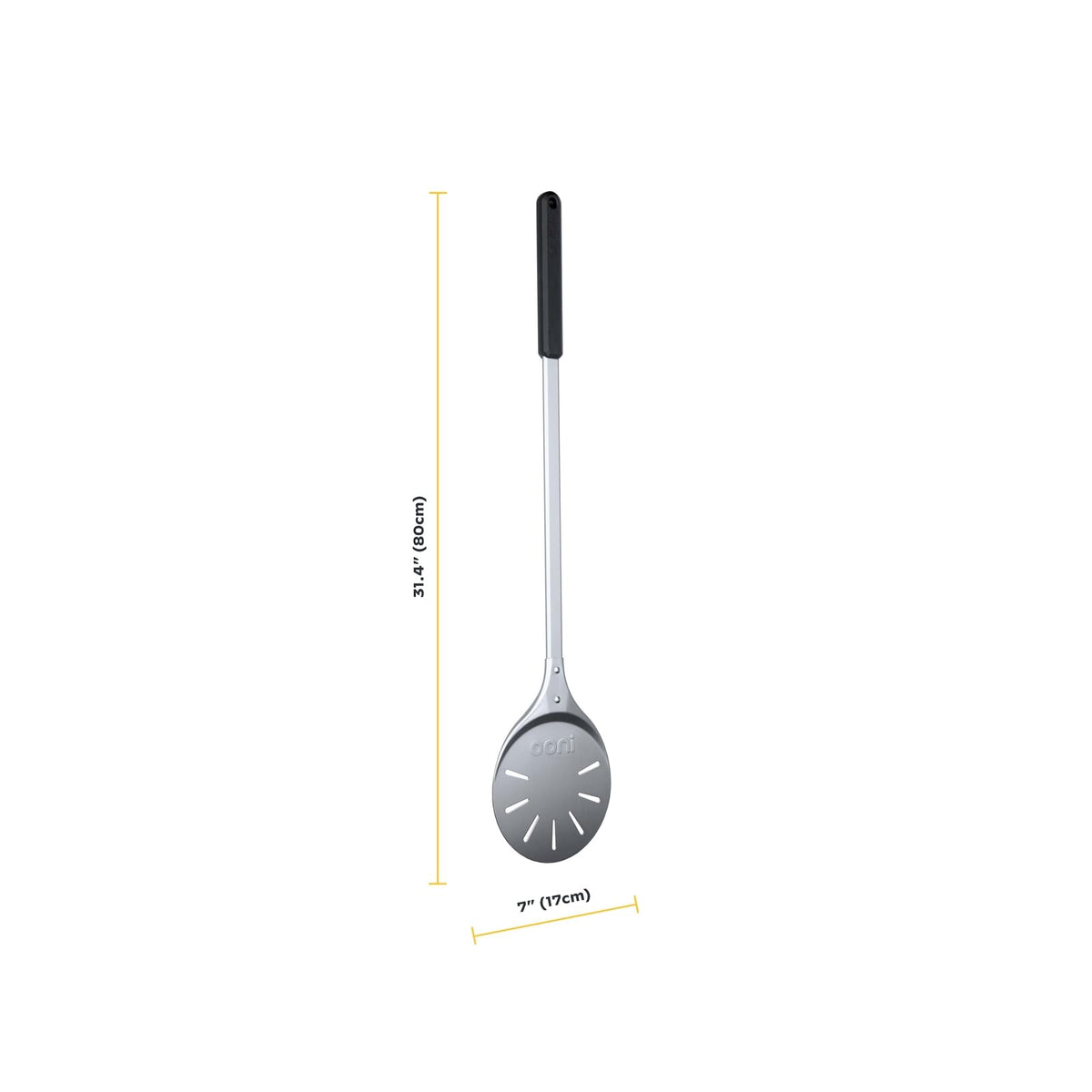 Ooni turning peel perforated surface allowing flour to fall away for a crisp base.
