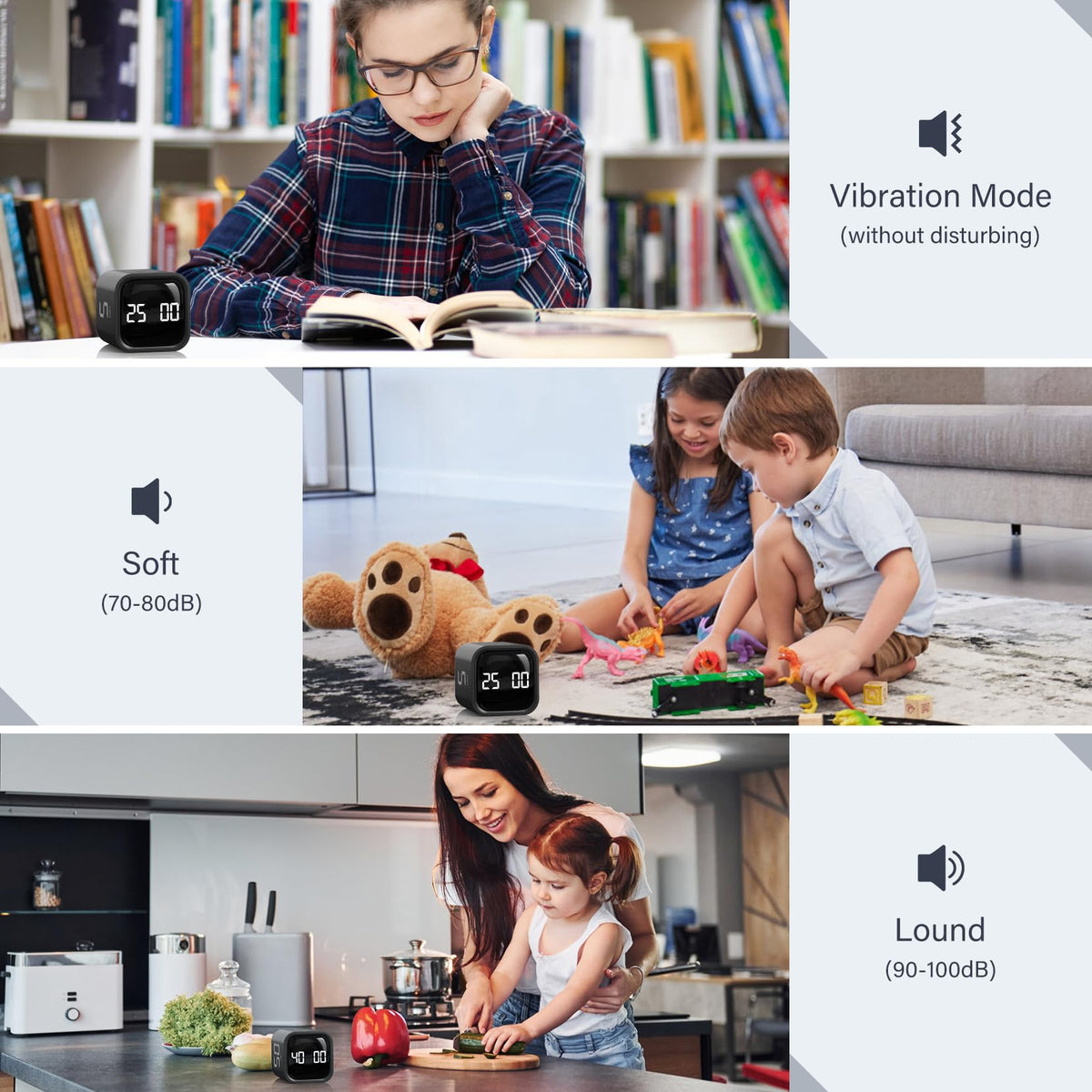 OORAII cube timer design suits work, school, kitchen and ADHD-friendly use