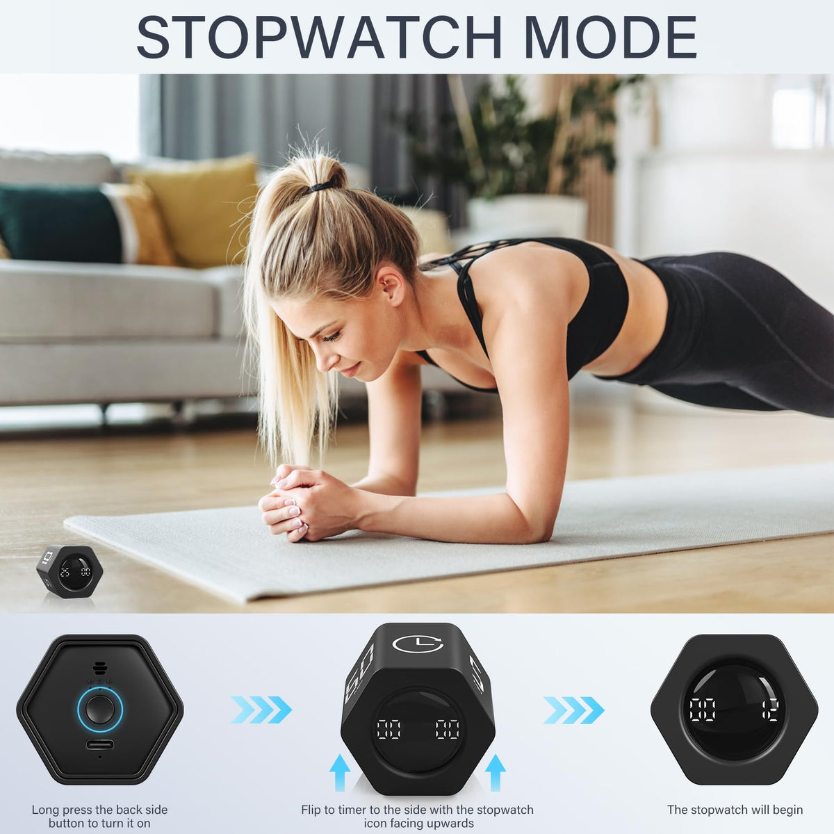 OORAII stopwatch mode counts up to 99:59 for pacing.