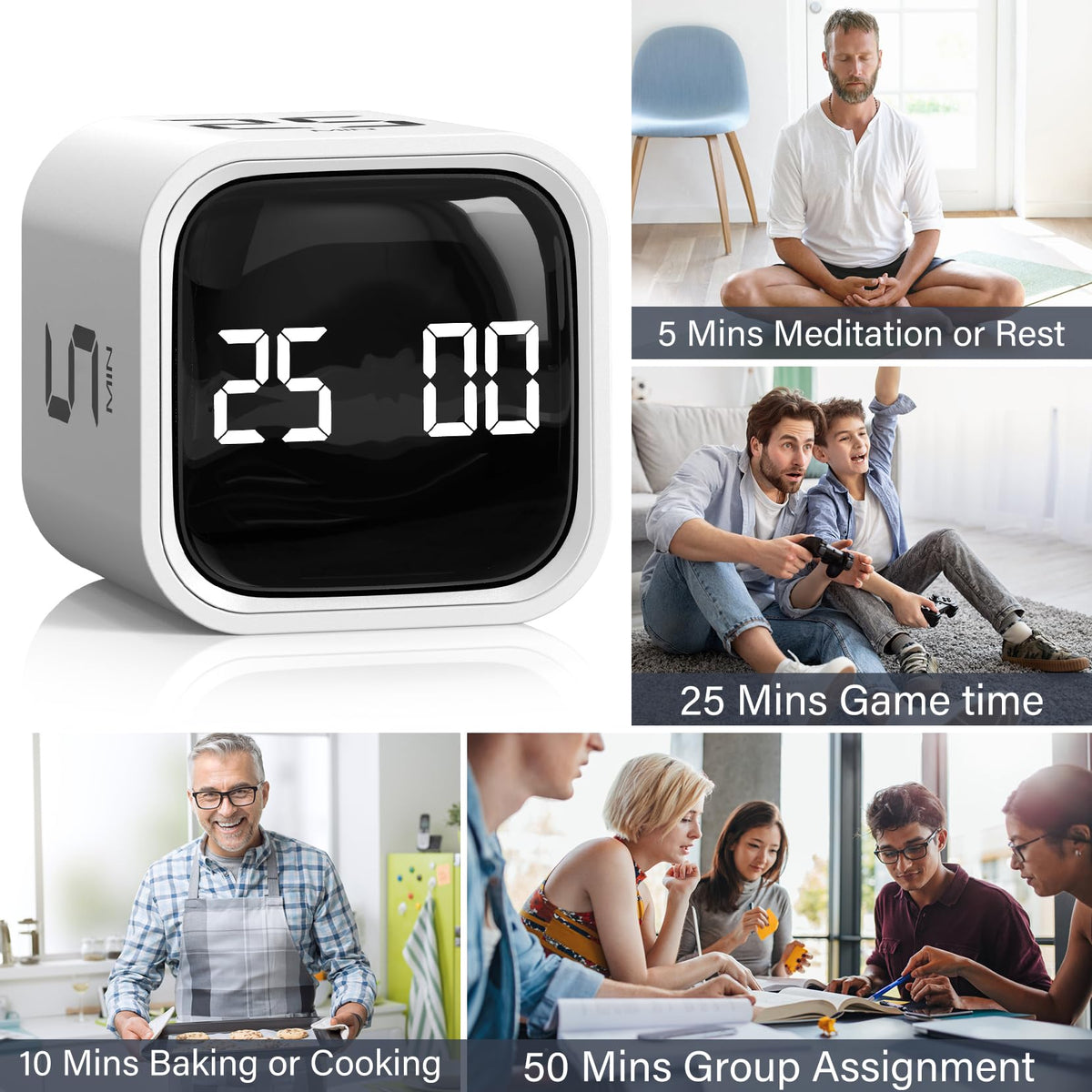 OORAII rotating pomodoro timer packaging and cube design ready as a gift