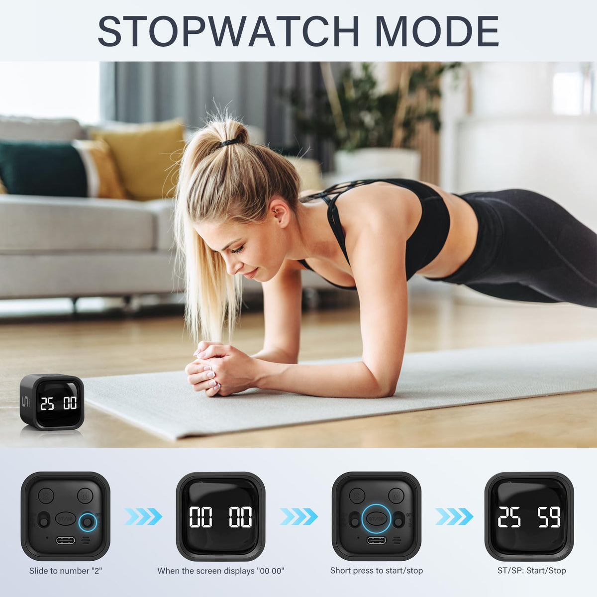 OORAII timer offers silent, high and low volume with desk-friendly vibration