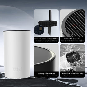 OOU removable top with drainage simplifies cleaning and quick drying.