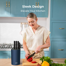 OOU universal knife block round blue drainage holes demonstrating drainage feature
