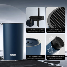 OOU universal knife block round blue removable top shown for easy cleaning