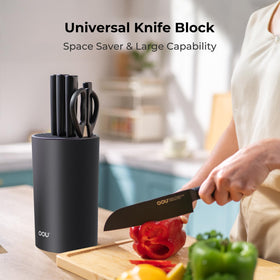 OOU universal knife block round fits up to 8 inch knives.