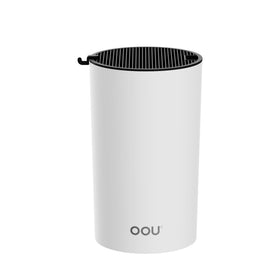 OOU universal knife block round top view shows ample storage capacity.