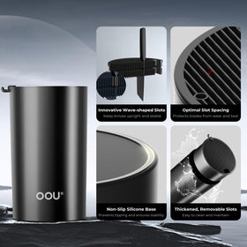 OOU universal knife block round weighted base adds stability on the counter.