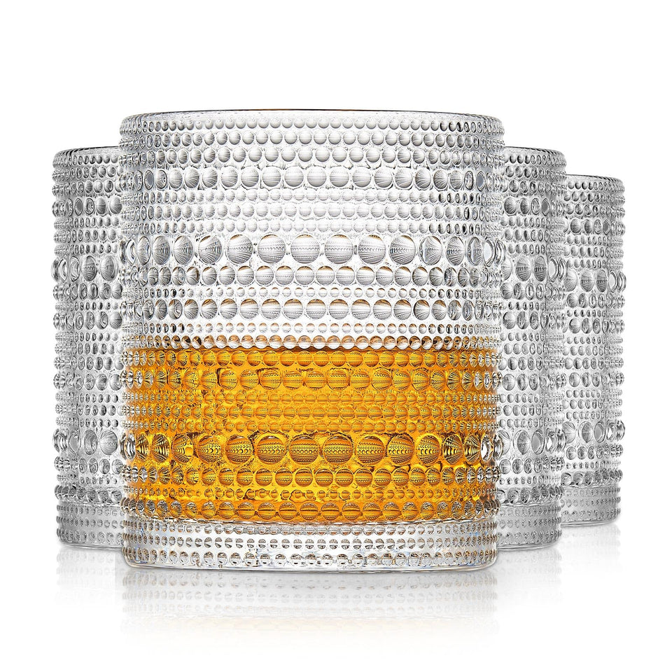 OPAYLY hobnail 12oz drinking glass: sturdy, elegant set for whiskey or cocktails.