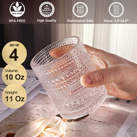 OPAYLY vintage embossed glass: comfortable hold, classic table appeal.