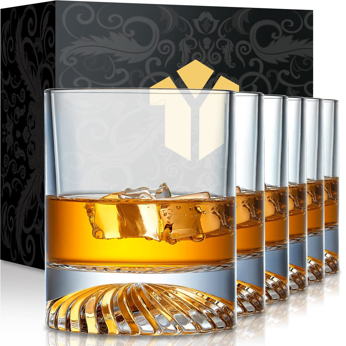 OPAYLY whiskey glasses front view showcasing crystal clarity for refined serving