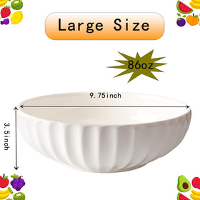 Opeikla white ceramic fruit bowl closeup ribbed edge for secure grip